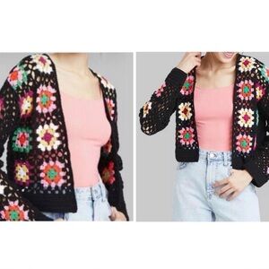 Granny Square Open Cardigan Sweater - Floral Sz. SM – Wild Fable 🖤✨